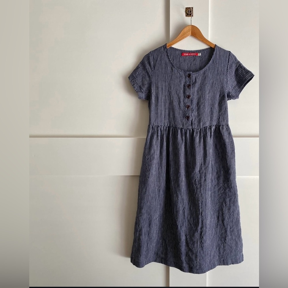 Striped Navy Midi Dress